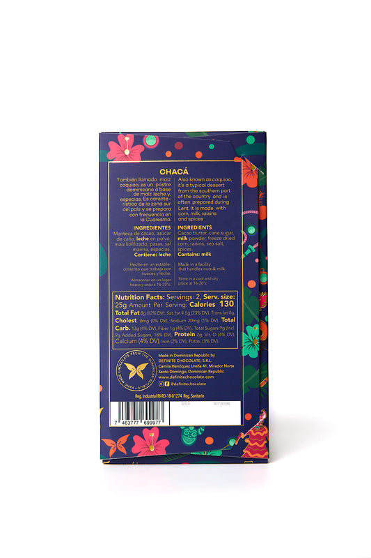 White chocolate with CORN and RAISINS. "CHACA"