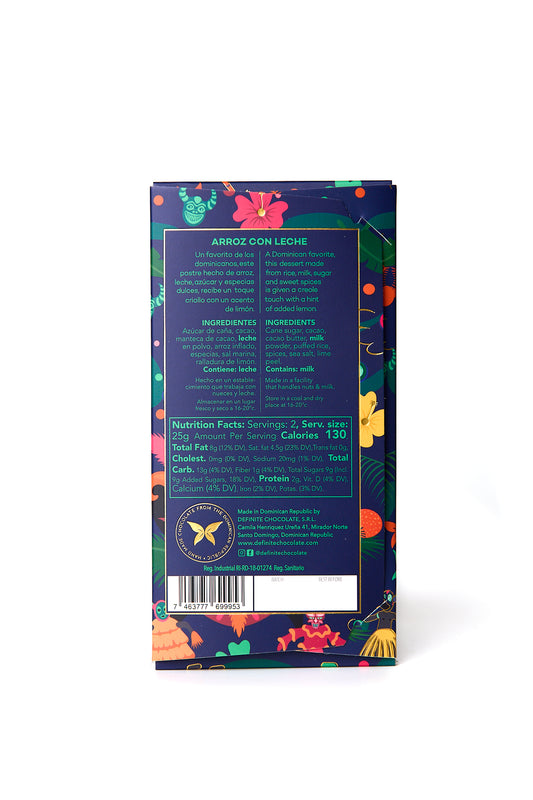 Milk chocolate with PUFFED RICE and SPICES. "ARROZ CON LECHE"